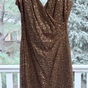 Ralph Lauren Asymmetrical Sequin Dress in Gold